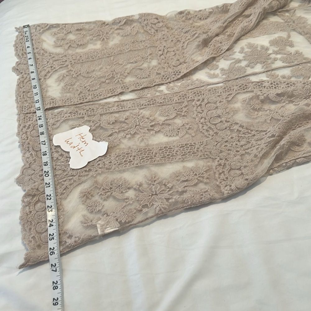 NWT Rebellion szS “oatmeal” color long lace embroidered vest cover up kimono - Picture 14 of 15